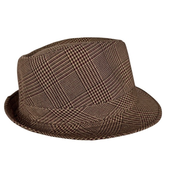 Fedora Woven Hat Brown & Black Plaid Men's Westend Brand Size S/M - Picture 1 of 4